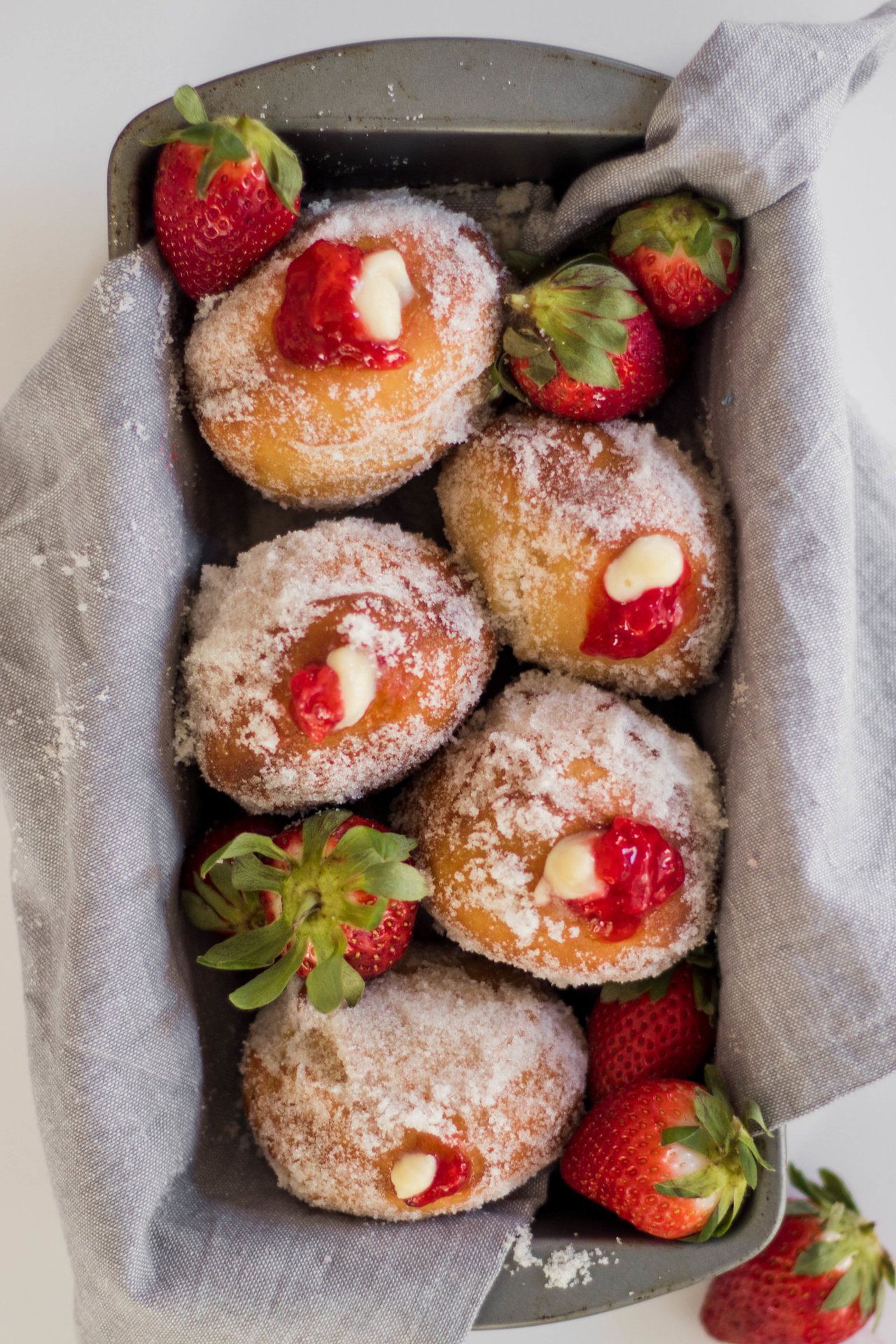 fullcravings:  Strawberries &amp; Cream Filled Donuts