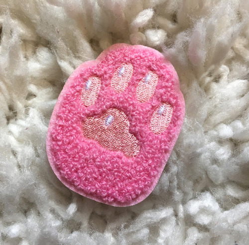 Kitty paw patches are now available in my little store! :D They are fuzzy with little embroidered be