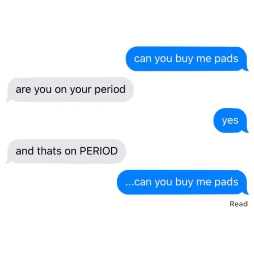 Threads Of You: Beyond The Bay Characters Being Asked To Buy Pads A Thread No One Asked For But We'll