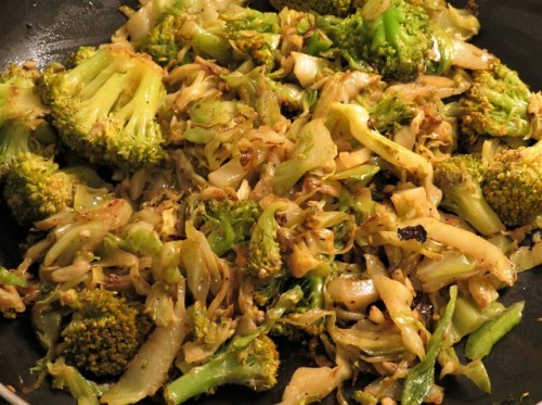 caramelised cabbage with broccolian easy side dish to make with unused cabbage from a stir-fry or ve