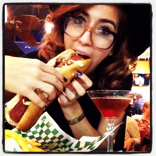Porn Eating a foot long hot dog and drinking a photos