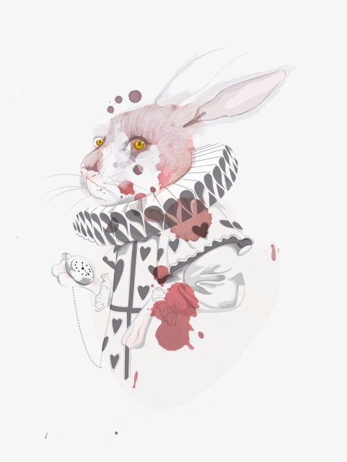 A second illustration of Alice in Wonderlands’ White Rabbit adapted from the original Tim Burton fil