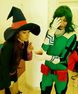 kinnme:    After the Con I would like to thanks my beloved ladies and friends for let me take this picture of their super cool cosplay! I used this reference pic to draw my favorite crossover ever, Akko and Izuku as old childhood friends. This is Akko