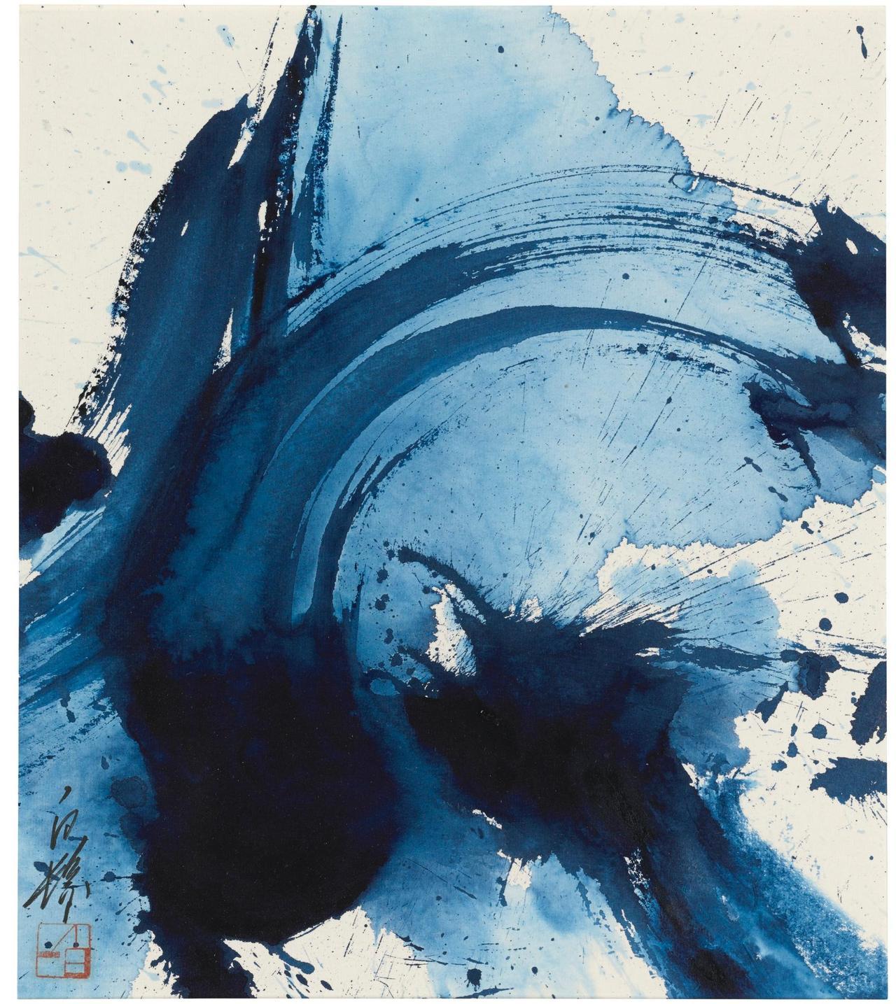 theegoist:  Kazuo Shiraga (Japanese, 1924-2008) - Prussian Blue, ink and watercolor