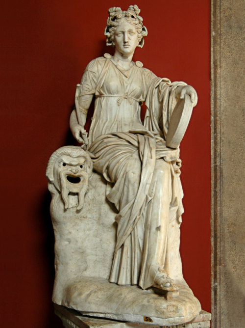romegreeceart:jeannepompadour:Ancient Roman statue of Thalia, 2nd c. A.D.Muse of Comedy and idyllic 