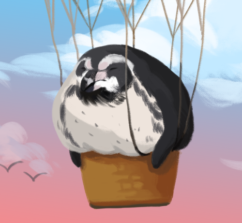 crypitd:(Humboldt) Penguin riding a (Emperor) Penguin Hot Air Balloon for Fat Bird Friday! (Feathere