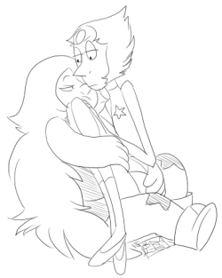 itsubun:  Some stupid conversation with Raile ended up with “Imagines Pearl awkwardly perching in Amethyst’s lap“ and well..  Amethyst you are too smol for this 