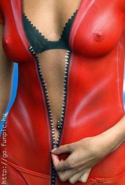 painted-clothes:  zippered jumpsuit body paint 