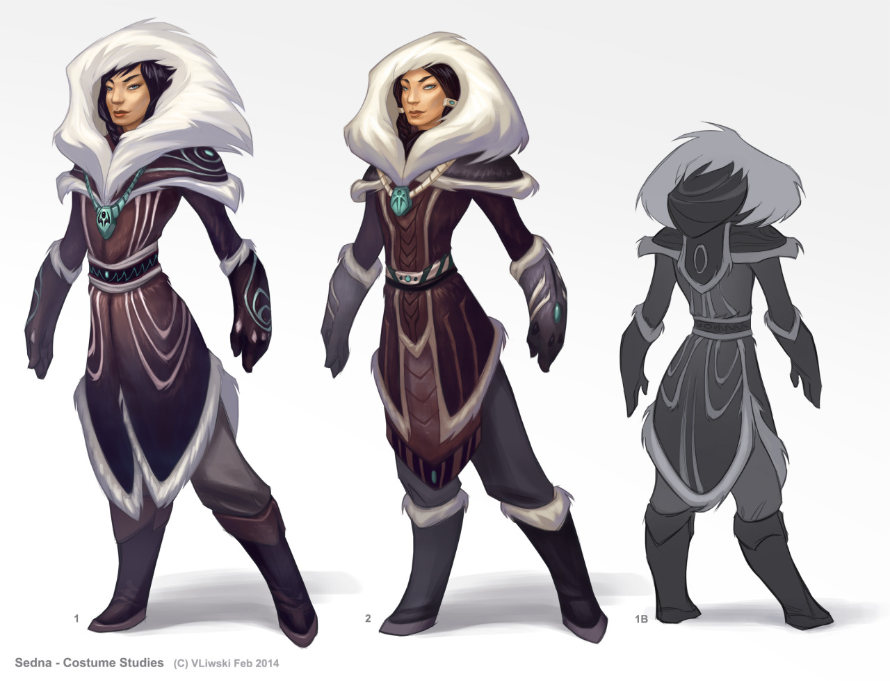 zebrafeets-art:  A character dump from my senior project about Sedna, the Inuit goddess