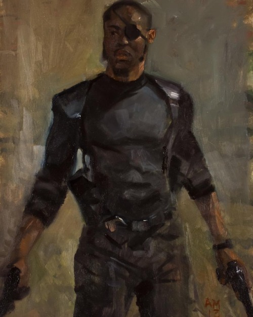 aaronbernardmiller: Nick Fury. Oil on panel. Previous #figurativeillustrationworkshop @ywterryd was 