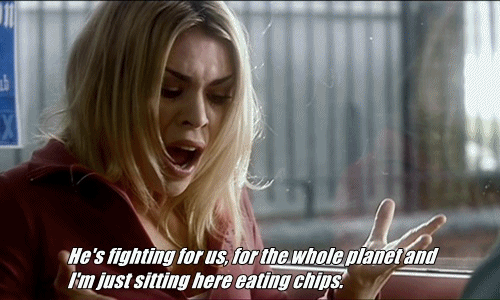 whatisyourlefteyebrowdoingdavid:Celebrating New Who, Day 4 favourite character- Rose Tyler (for many reasons, including her obsession with chips). To summarise: