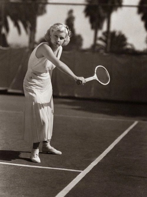 Jean Harlow at the Pacific Coast Tennis Club,