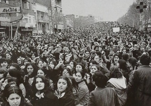 Women protest against the forced wearing of the hijab in Iran after the Islamic Revolution, 1979.Sou