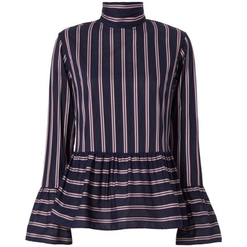 Le Sarte Pettegole Women’s Ruffled Woven Stripe Blouse ❤ liked on Polyvore (see more stripe sh