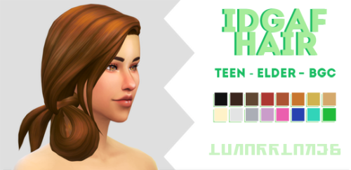 lunarrlakes: – IDGAF Hair this is some old cc of mine that got deleted, but thanks to @hazelio