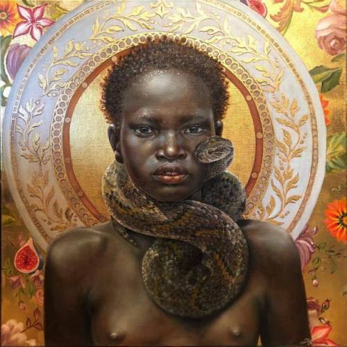 aesthesiamag:Harmonia (@honeiee)Harmonia Rosales repaints classic artworks to show God is a black wo