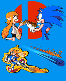 agentss:  Inkling and Sonic. (can’t wait to play this game :3)