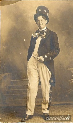 ancientfaces:  Yankee Doodle Dandy Happy 4th of July! Shown here is Eugene Campbell dressed up in a “Yankee Doodle Dandy” costume in 1912. [ Details: Yankee Doodle Dandy 1912 ]