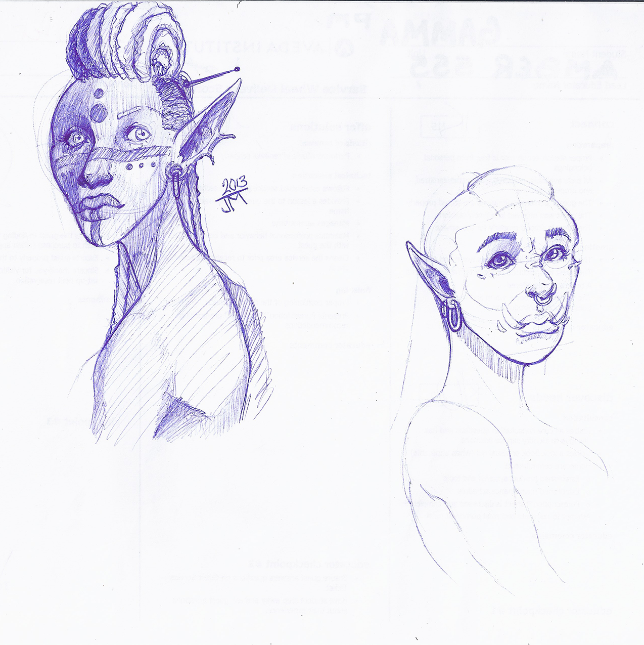 theartofgranmaw:  some ball point pen doodles I did at school when I should have