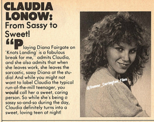 Item about Claudia Lonow (Diana, Knots Landing). 