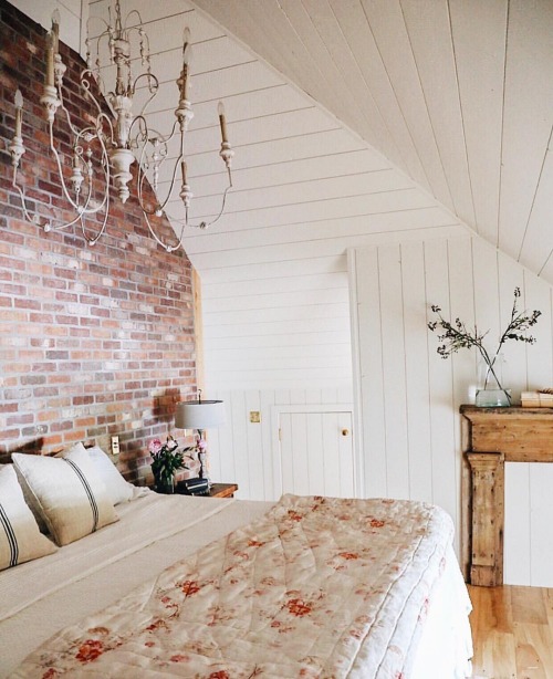 Shiplap with exposed brick, this is a complete farmhouse renovation. www.instagram.com/white