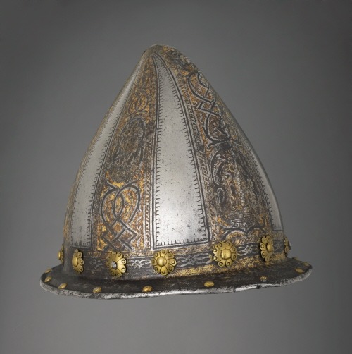 Gold etched cabasset from Milan Italy, circa 1570-1590.from The Wallace Collection