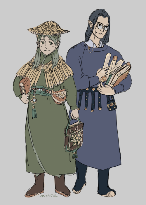 Pengolodh and his student/scribe (the straw cape elf from Nevrast) in Vinyamarsome oc/hc narrative t