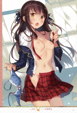 341:  breasts nipples no bra nopan open shirt rie seifuku undressing | #314669 | yande.re