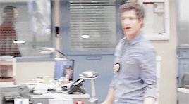 saralahnce:get to know me meme: 5/10 male characters ♡ jake peralta (brooklyn nine nine)Eyes closed,