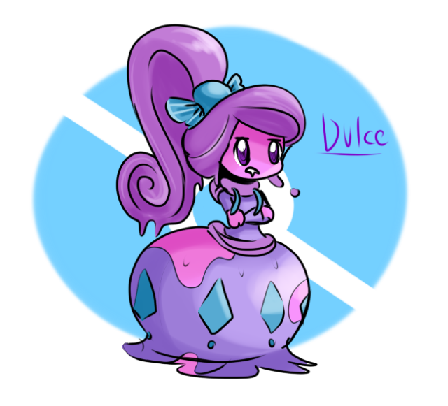 oh hey it’s that pokemon everyone was goin nuts over ages ago, and i, as usual, am fashionably late to the party with a LAME POKEMON OC, Yay!Dulce is an Alcreamie who is kinda sick of being used as food, she has a short temper, a snazzy ponytail, and a strange lineage... #Alcreamie#Dulce#PokeOC#Pokebooty #
