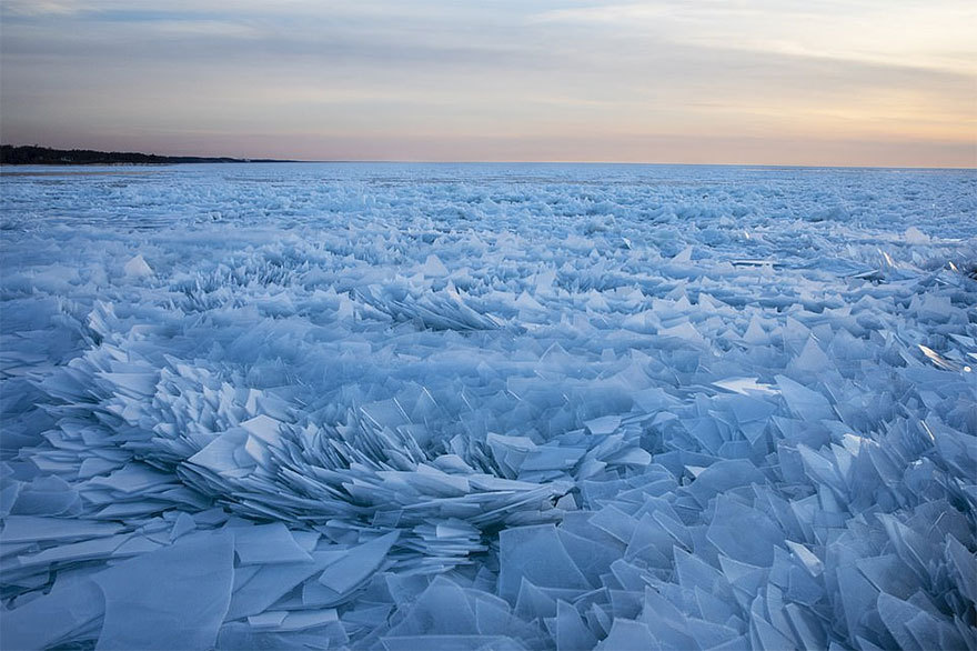 sixpenceee:The polar vortex has kept Lake Michigan frozen for the most part of winter.