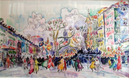 artist-signac: Carnival at Nice, Paul Signac Medium: chalk,watercolor,paperhttps://www.wikiart.org/e