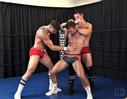 misterwoodtoyou: Tanner Hill doubleteamed by Brock Hartman and Dash Decker at www.88Wrestling.com