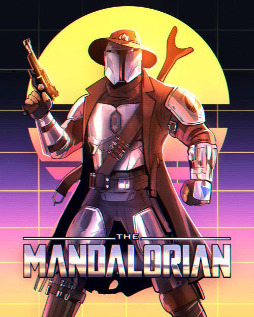 2-ee:  Got a fun, 80s styled cowboy Din Djarin print done for my upcoming con in time to get a proof