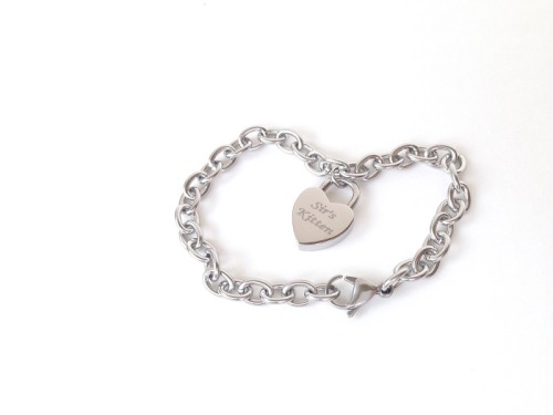 twistedskrews:  Custom Engraved Heart Padlock Charm 316L Surgical Stainless Steel bracelet!  Customize your own on BOTH sides, up to 3 lines PER side!https://www.etsy.com/listing/228658641/bdsm-engraved-custom-submissive-bracelet?ref=shop_home_active_1