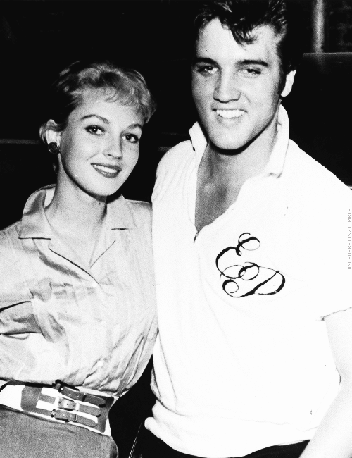 vinceveretts:  Elvis and actress Venetia Stevenson outside the Strand Theater in