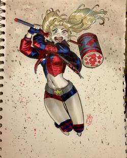 mathieureynes:Done ! #harleyquinn #dccomics #commission #suicidesquad #copic