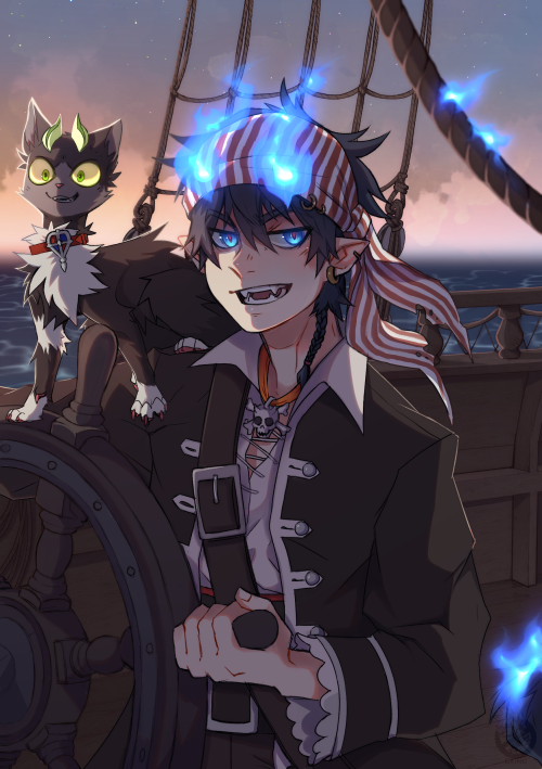 grinnu: my full piece for @anezine-reverie!Pirate AU~