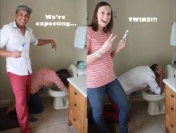 thelittleliestold:  kingjaffejoffer:  beben-eleben:  Best Pregnancy Announcements Ever  i dont get the one with two bags of ice  Ice ice baby 