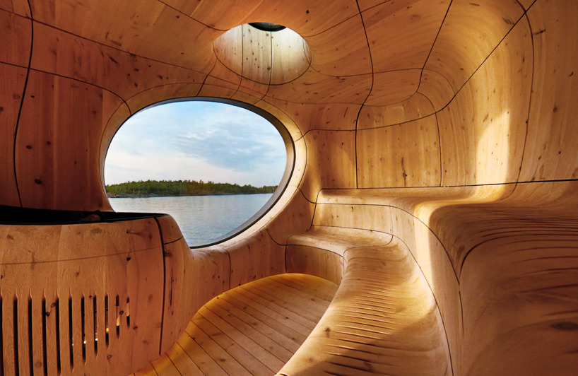 fizzgig74: sixpenceee: Behind the burnt-timber exterior of this sauna by Canadian