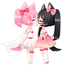 bakaelin:  Commissions for erinkitten~I loved doing these because I love drawing cute, pink characters! (´∀｀)♡  