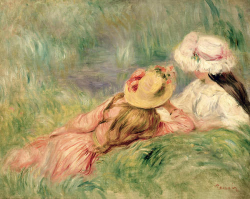 Young Girls on the River Bank by Pierre-Auguste Renoir (1841-1919)