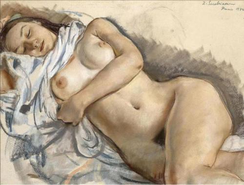 In Ballet Dressing Room and Sleeping Nude by Zinaida Serebriakova