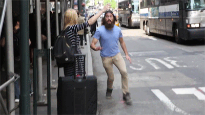 miikachu:  onlylolgifs:  High Five New York  See? Now this is a prank. Something silly and good intentioned and actually funny. Not groping poor, unsuspecting girls. 