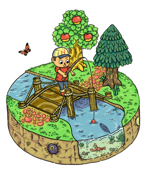 adamworks:  New Life I’ve been playing a lot Animal Crossing: New Leaf that I’ve to do this, a little quiet and relaxing moment like the game itself, I hope you liked it. It’s now available as a shirt on my RedBubble and as print on Society6.