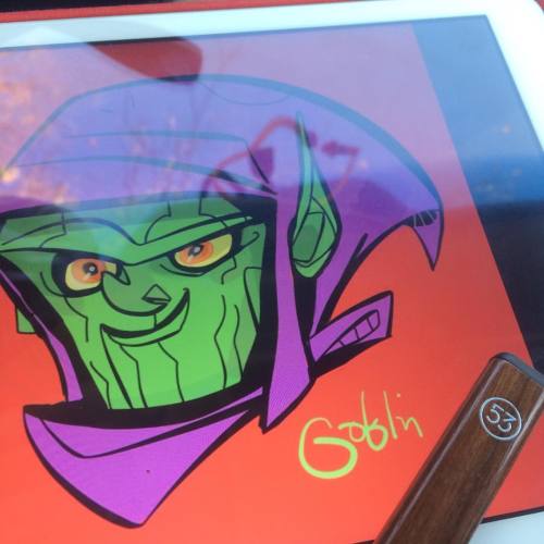Drawing on my iPad over lunch. (I kinda gave the Green Goblin the skin texture of a Skrull&hellip;o