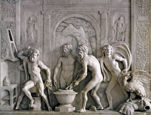 hadrian6: The Birth of Athena at the Forge of Vulcan. 1508-11. Antonio Lombardo. Italian 1458-1516. 