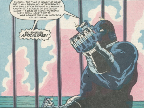The first time we ever got a look at Apocalypse, in X-Factor #5, the mysterious leader of the Allian