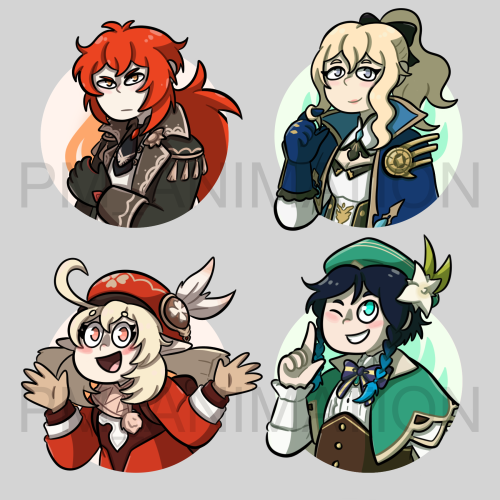 Genshin Impact stickers are done! Looking to get them printed, but for now you can get these all on 