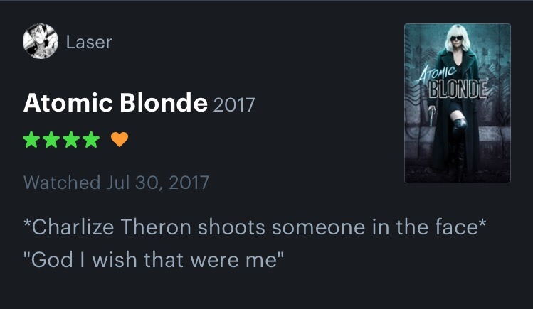 chrisandfem:some of my favorite reviews of Atomic Blonde (2017) part 2 (part 1)